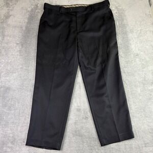 Saddlebred‎ Mens Black Dress Pants Flat Front Polyester Size 40x29 Office Career
